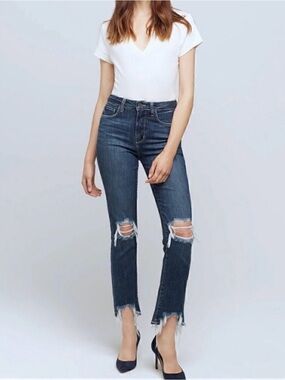 L’agence Size 27 High Line High Rise Skinny Jeans Blue Classic Vintage Destruct